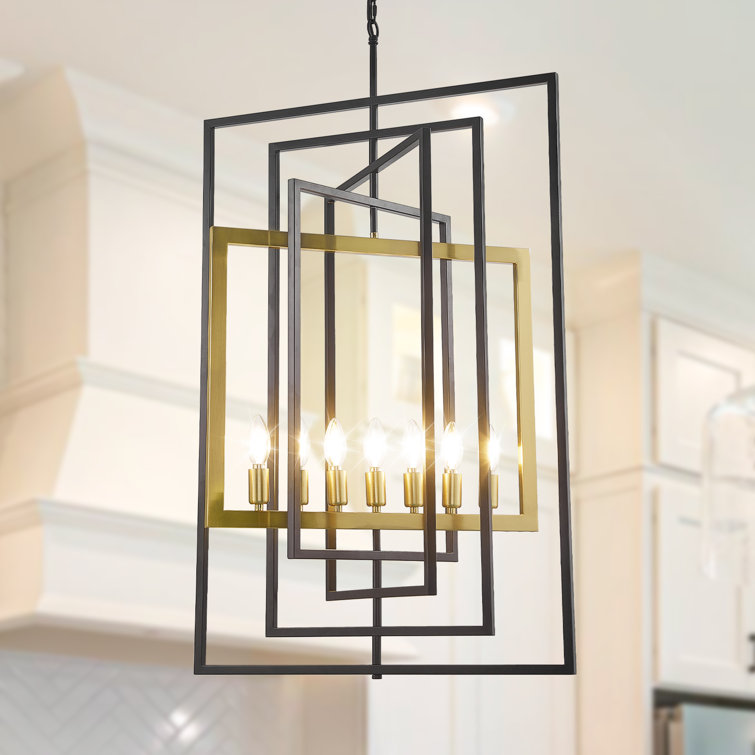 Black and Gold Geometric Iron Kitchen Island Chandelier