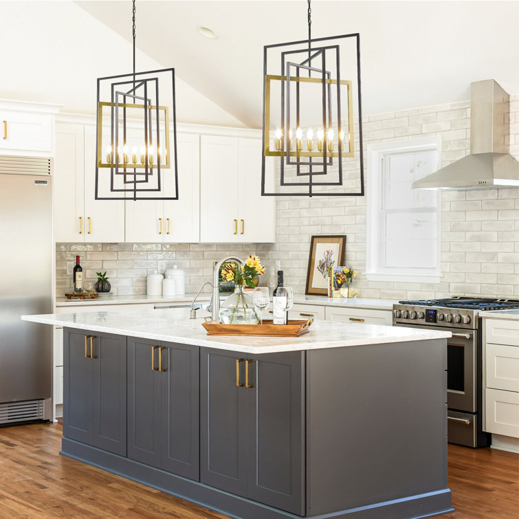 Black and Gold Geometric Iron Kitchen Island Chandelier