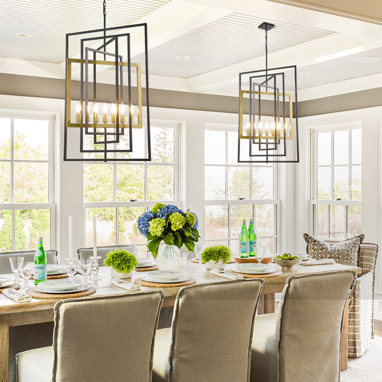 Black and Gold Geometric Iron Kitchen Island Chandelier