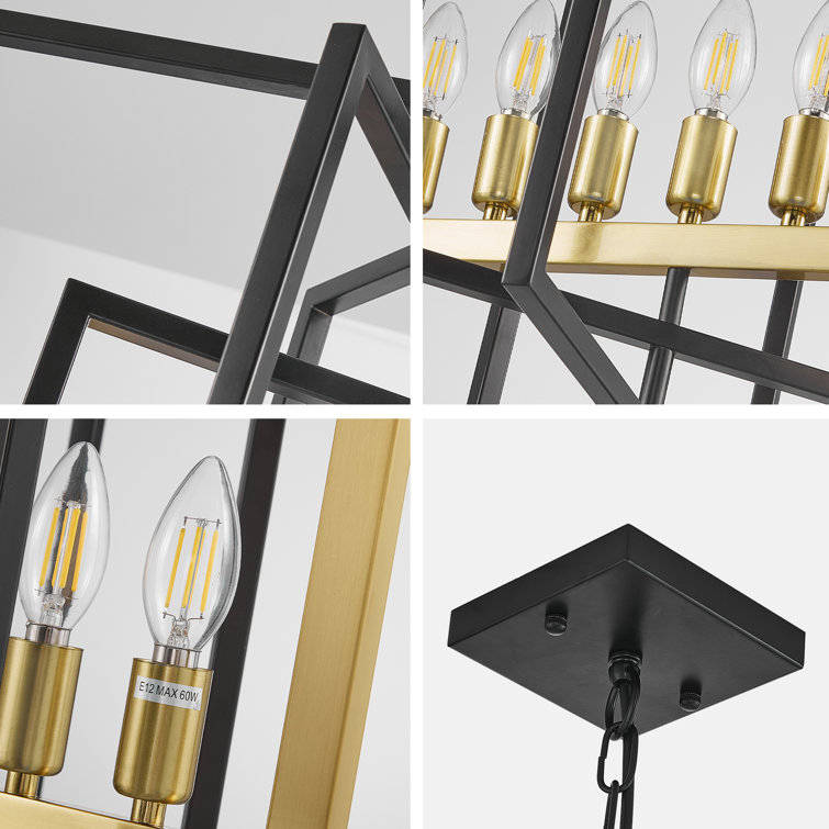 Black and Gold Geometric Iron Kitchen Island Chandelier