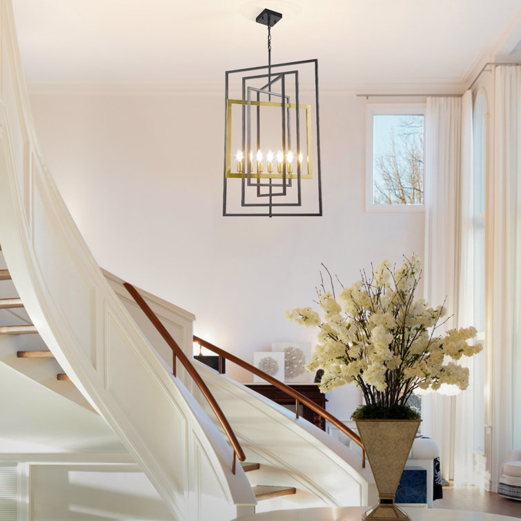 Black and Gold Geometric Iron Kitchen Island Chandelier