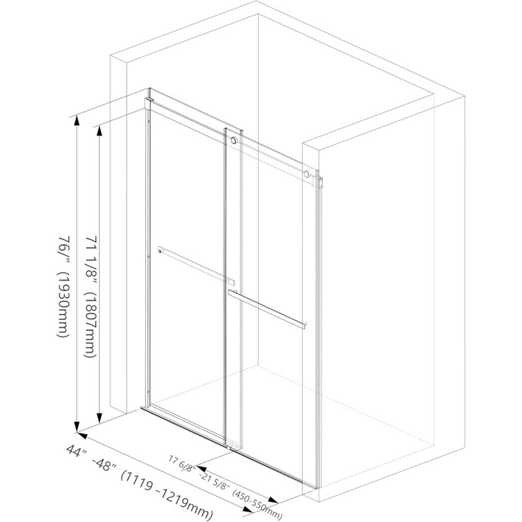 Gold and Clear 48" x 76" Double Sliding Shower Door