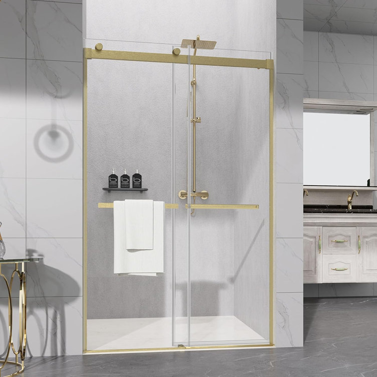 Gold and Clear 48" x 76" Double Sliding Shower Door