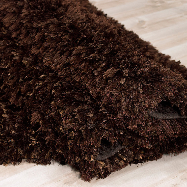 Handmade Brown Viscose Shag Area Rug 5' x 7'