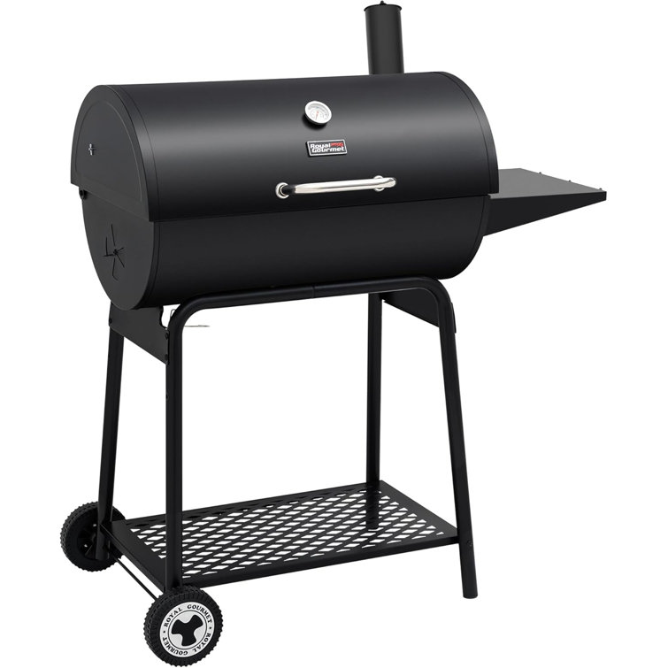 Royal Gourmet 30-Inch Black Barrel Charcoal Grill with Smoker