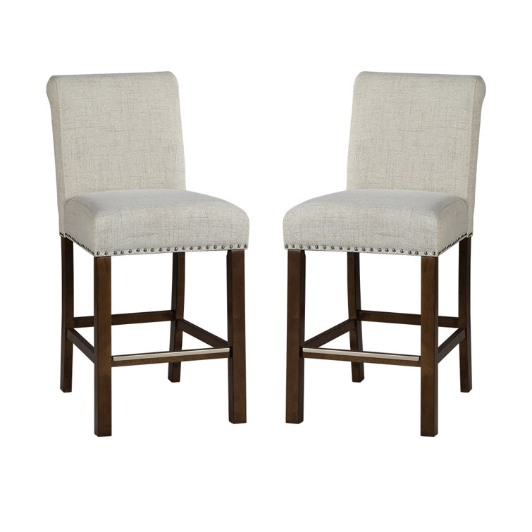 Wildon Home® Upholstered Counter Stool With Nailhead Trim Set Of 2
