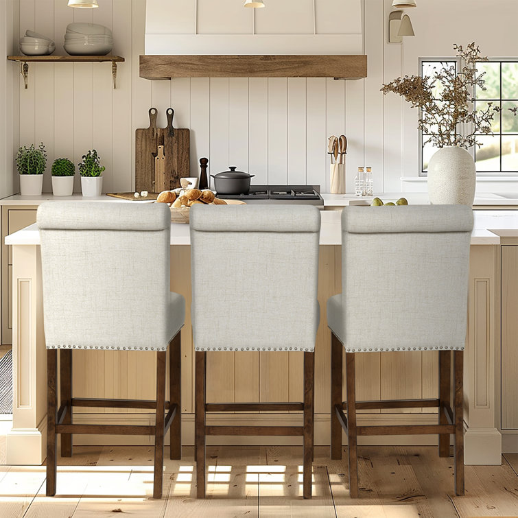 Wildon Home® Upholstered Counter Stool With Nailhead Trim Set Of 2