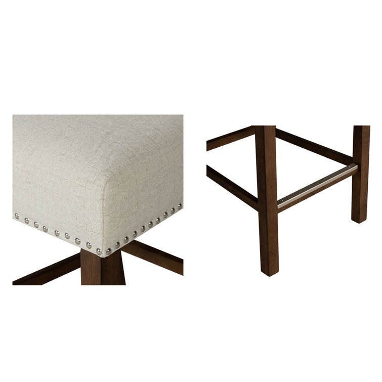 Wildon Home® Upholstered Counter Stool With Nailhead Trim Set Of 2