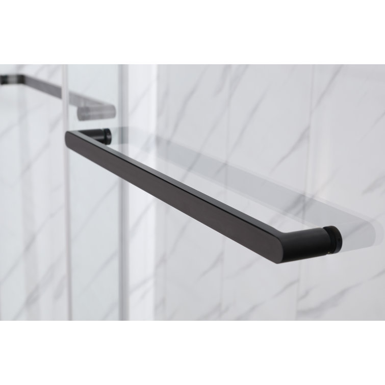 Matte Black Semi-Frameless Double Sliding Shower Door with Clear Tempered Glass