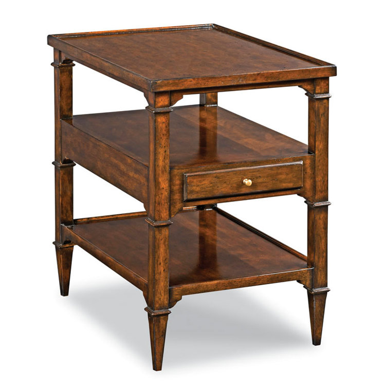 Distressed Bordeaux Cherry Veneer End Table with Storage