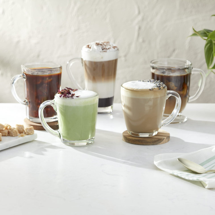 Libbey Kona Clear Glass Coffee Mugs, 16-ounce, Set of 6