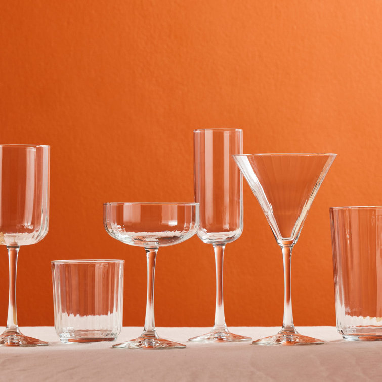 Libbey Paneled Clear Glass Coupe Cocktail Glasses, Set of 4