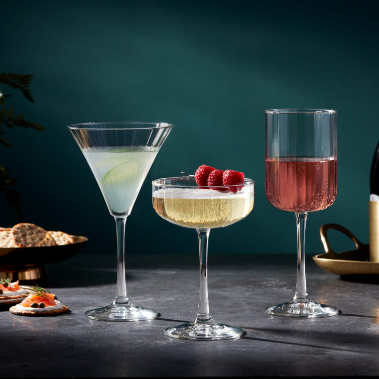 Libbey Paneled Clear Glass Martini Cocktail Set of 4