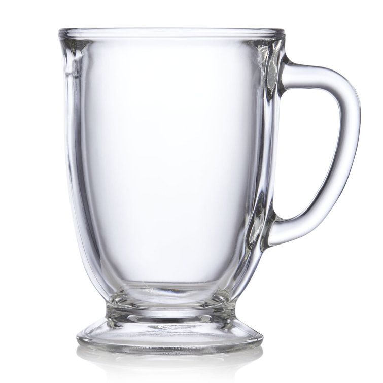 Libbey Kona Clear Glass Coffee Mugs, 16-ounce, Set of 6
