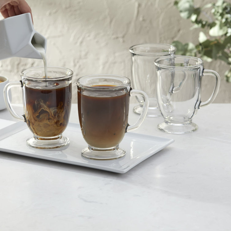 Libbey Kona Clear Glass Coffee Mugs, 16-ounce, Set of 6