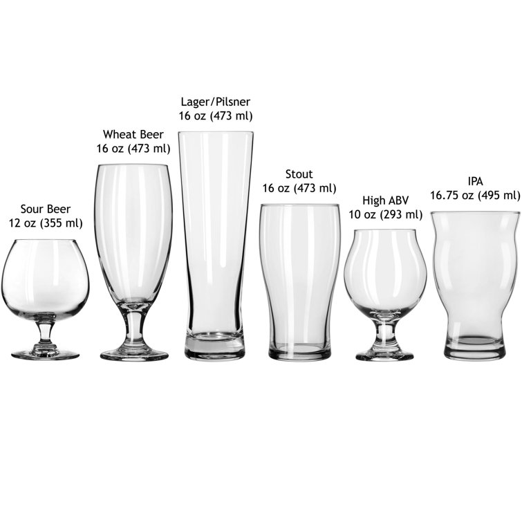 Libbey Assorted Clear Glass Beer Tasting Set, 6-Piece
