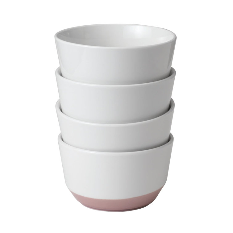 Austin Himalayan Salt Pink and White Ceramic Soup Salad Bowls, Set of 4