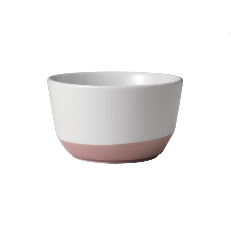 Austin Himalayan Salt Pink and White Ceramic Soup Salad Bowls, Set of 4