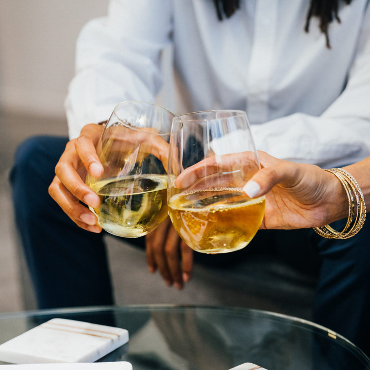 Libbey Signature Clear 21 oz Stemless White Wine Glasses Set of 4