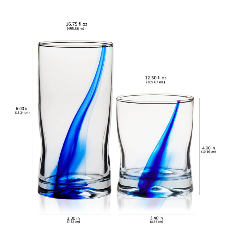 Libbey Blue Ribbon 8-Piece Clear and Blue Glass Tumbler Set