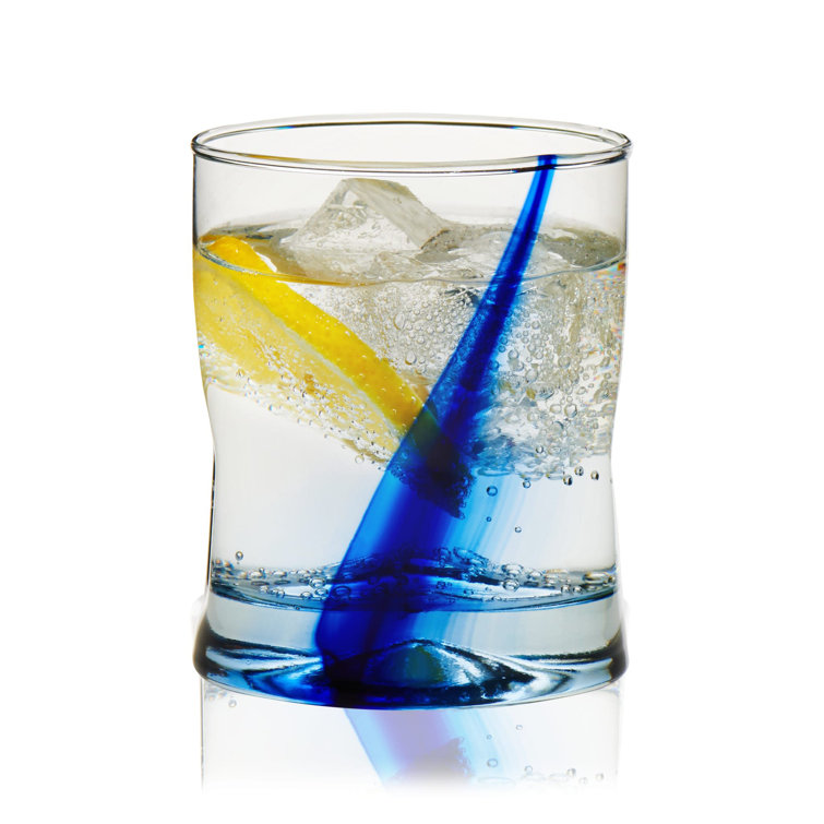 Libbey Blue Ribbon 8-Piece Clear and Blue Glass Tumbler Set
