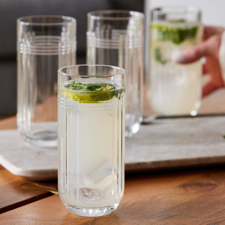 Libbey The Gats 12-Ounce Art Deco Highball Glasses Set