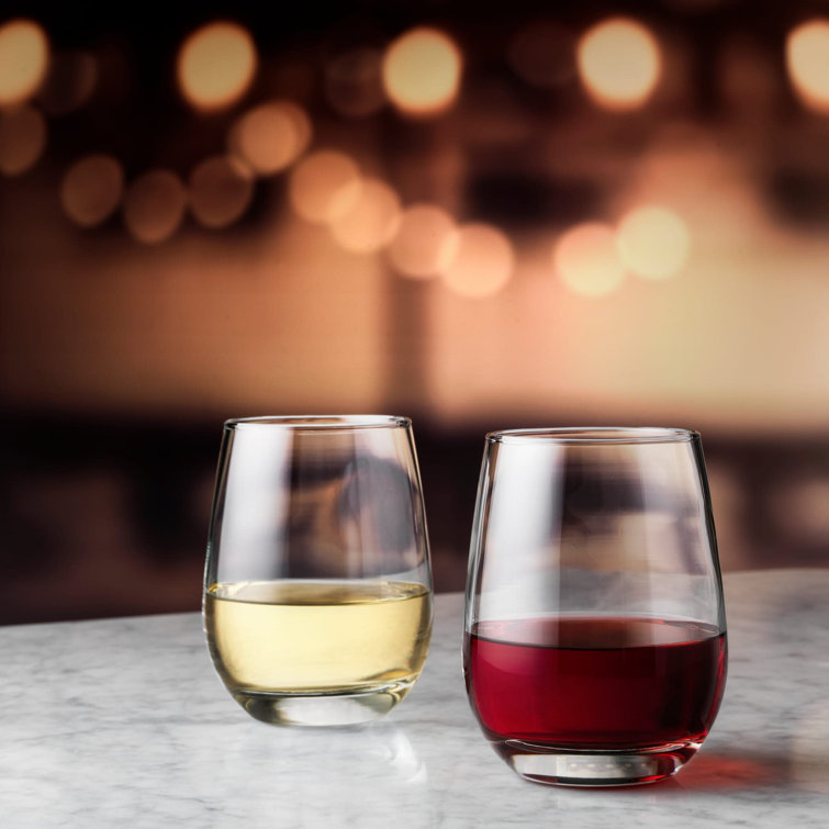 Clear Stemless Glasses Set, 15.25 Ounce, Set of 12