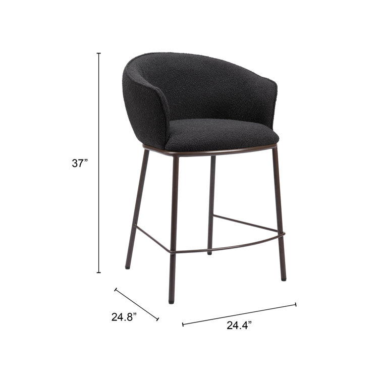 Essen Black Teddy Fabric and Bronze Counter Stool