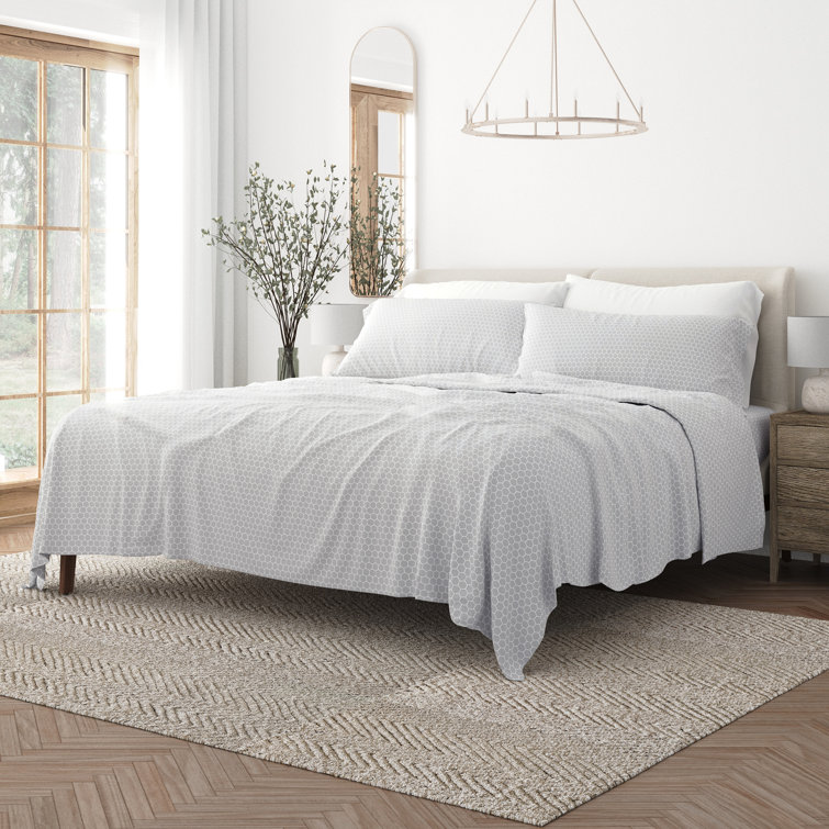 Gray Chevron Queen Microfiber Sheet Set with Pillowcases