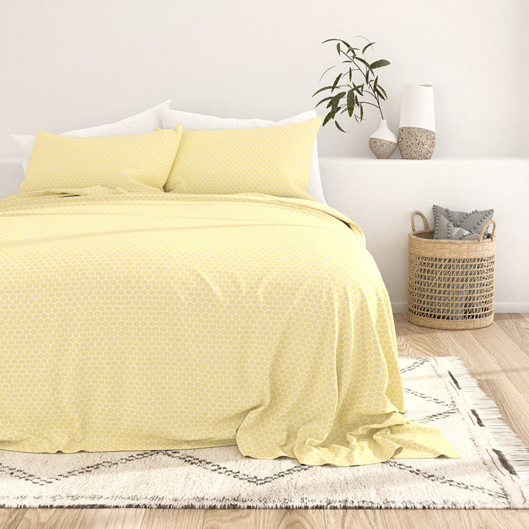 California King Yellow Chevron Microfiber Sheet Set