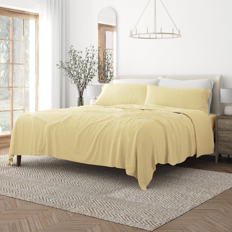 California King Yellow Chevron Microfiber Sheet Set