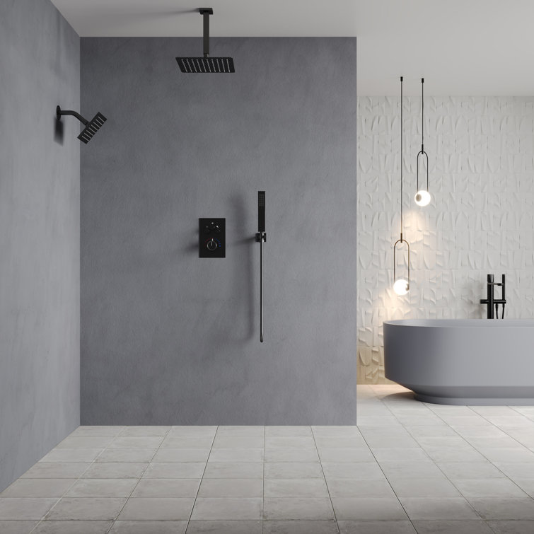 Matte Black Stainless Steel Dual Showerhead System with Handheld