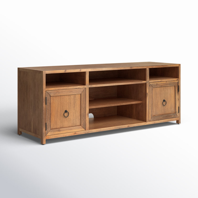 Elin Natural Wood 65'' Media Console with Adjustable Shelves