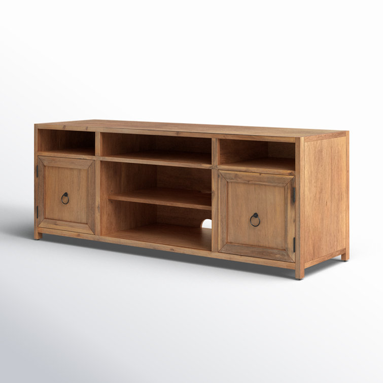 Elin Natural Wood 65'' Media Console with Adjustable Shelves