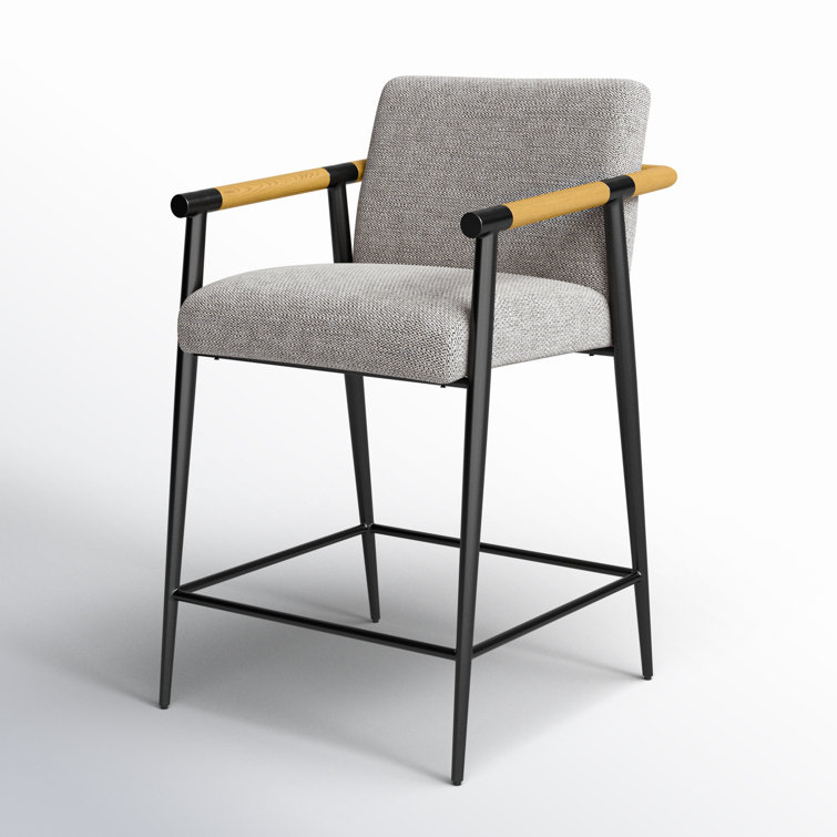 Toasted Oak and Thames Raven Leather Counter Stool with Carbon Black Frame