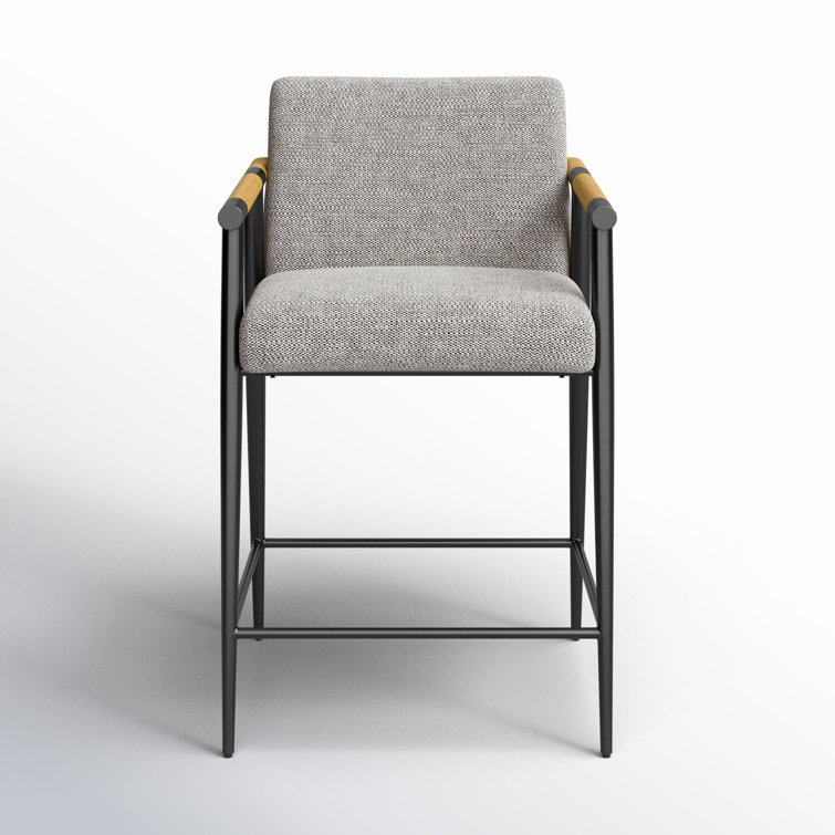 Toasted Oak and Thames Raven Leather Counter Stool with Carbon Black Frame