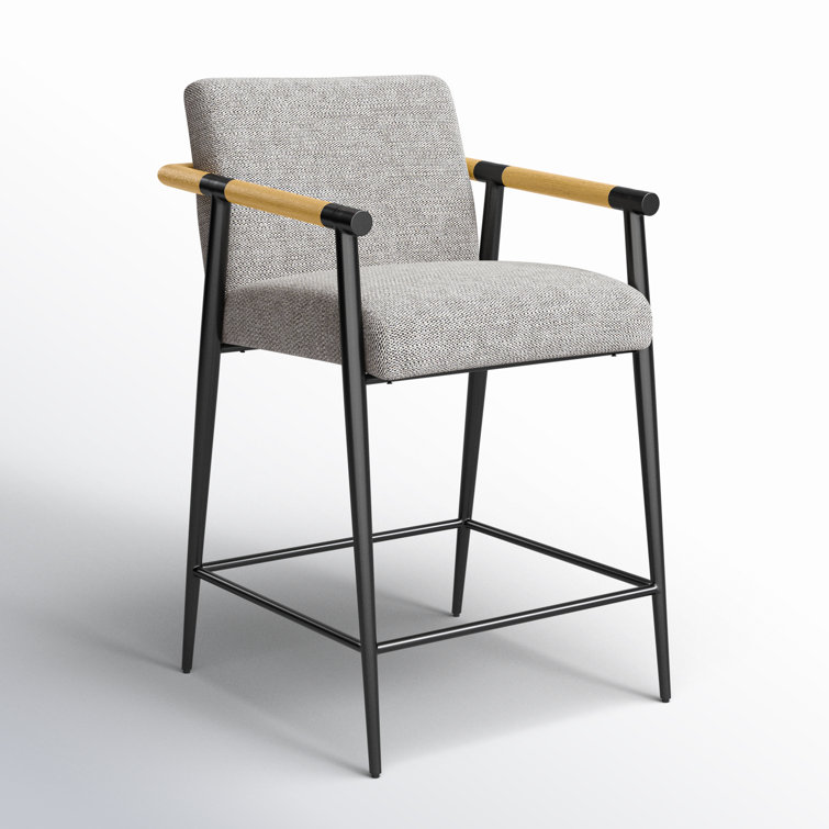 Toasted Oak and Thames Raven Leather Counter Stool with Carbon Black Frame