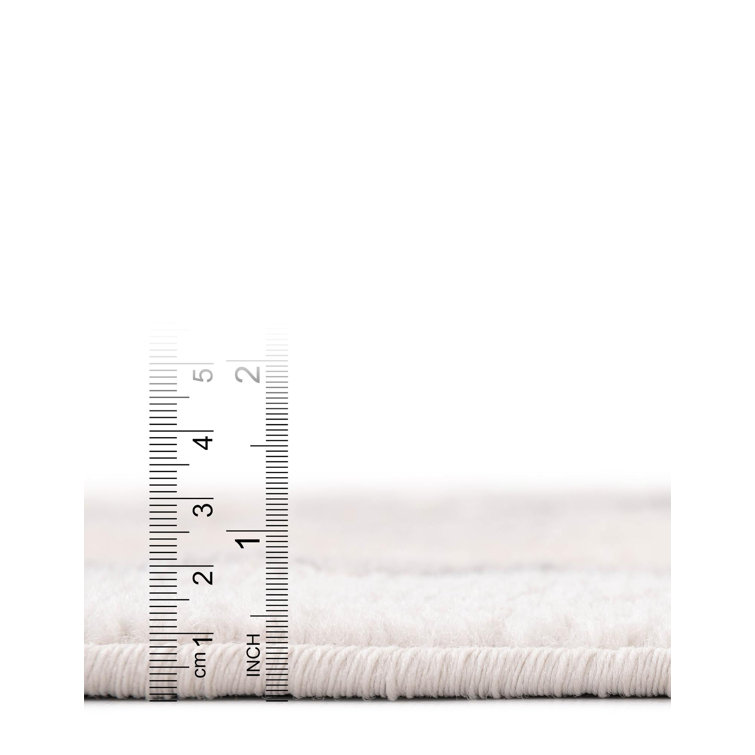 Ivory and Gray Synthetic Medallion Square Rug