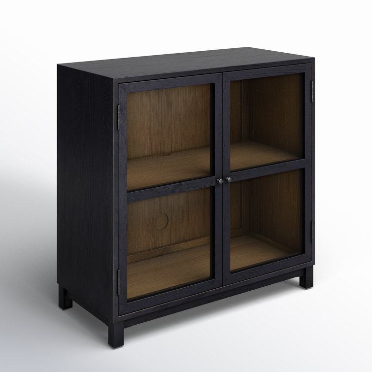 Contemporary Black Oak Display Cabinet with Adjustable Shelving