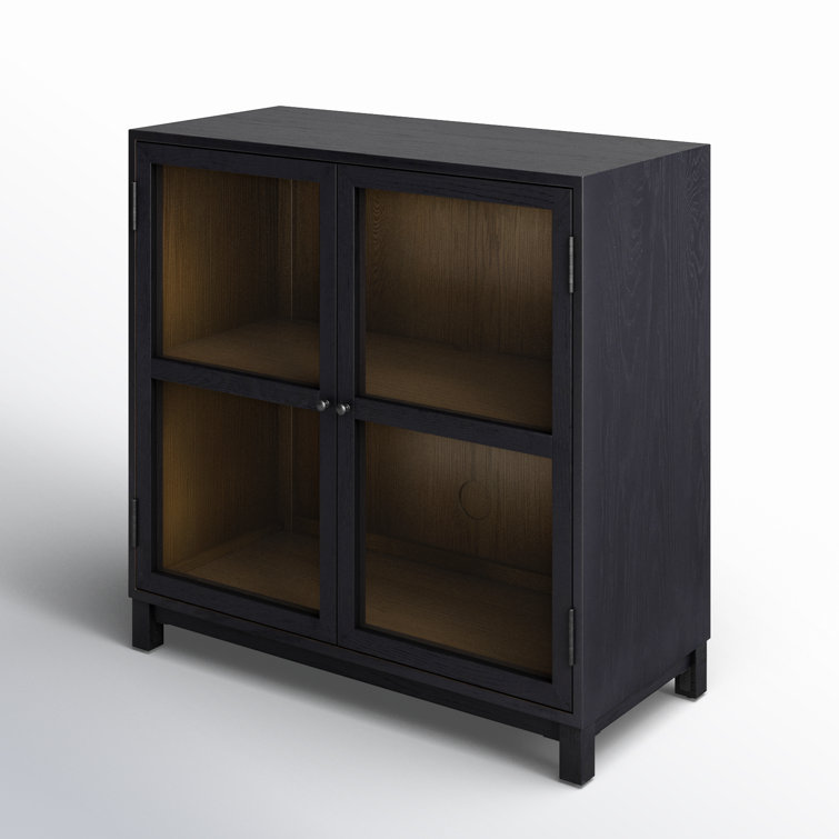 Contemporary Black Oak Display Cabinet with Adjustable Shelving