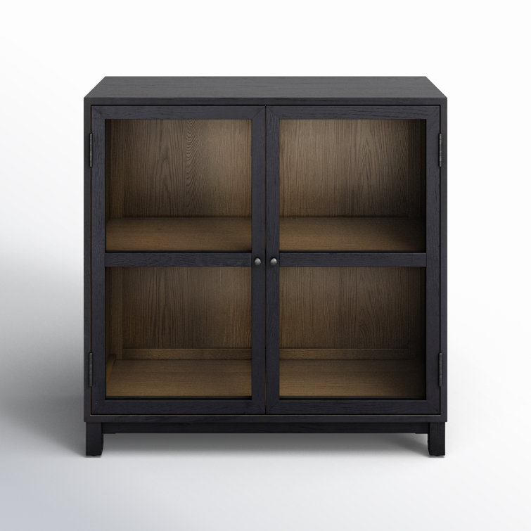 Contemporary Black Oak Display Cabinet with Adjustable Shelving