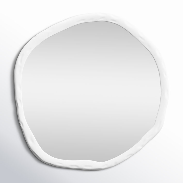 24" Contemporary White & Gold Rectangular Bathroom Mirror