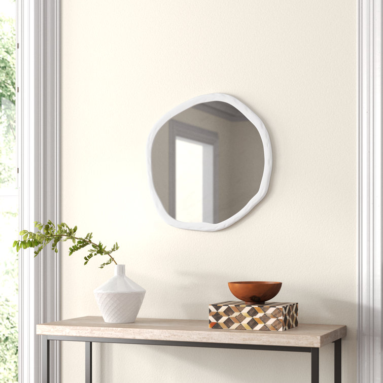 24" Contemporary White & Gold Rectangular Bathroom Mirror
