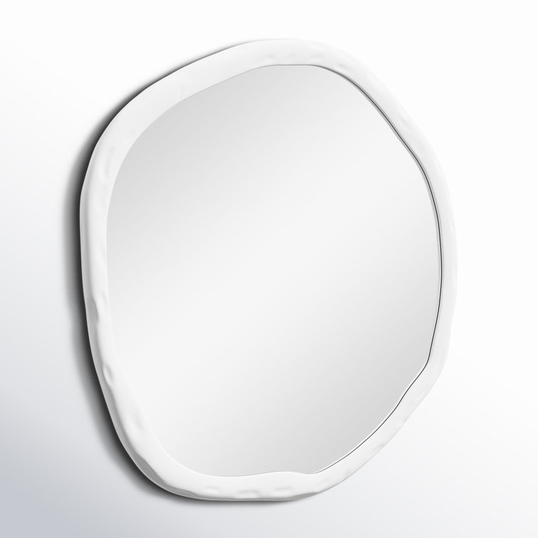 24" Contemporary White & Gold Rectangular Bathroom Mirror