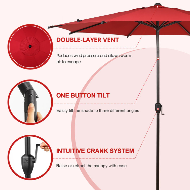 Lyon 11ft Red and Charcoal Steel Market Umbrella