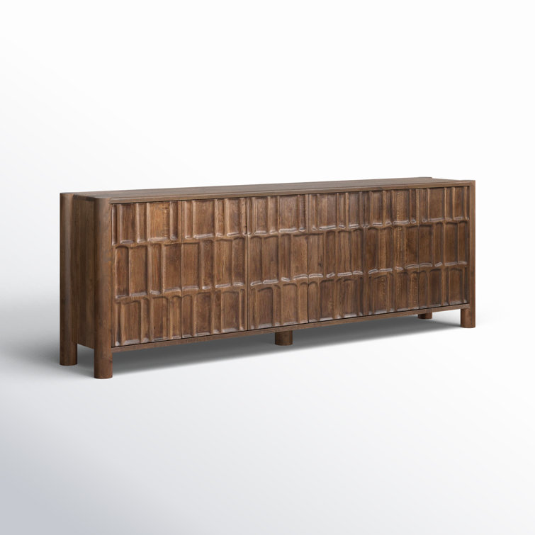 Ezri 98'' Cocoa Oak Carved Sideboard