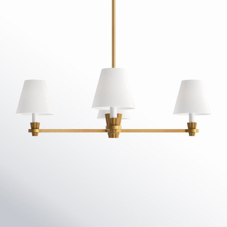 Burnished Brass 4-Light Metal Chandelier with White Shades