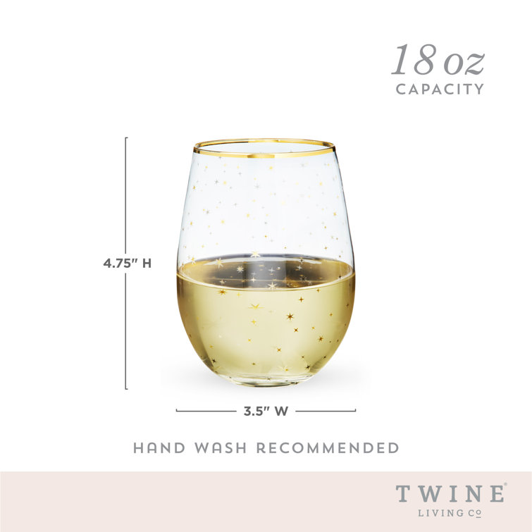 Gold Rim Celestial Pattern Stemless Wine Glass Set