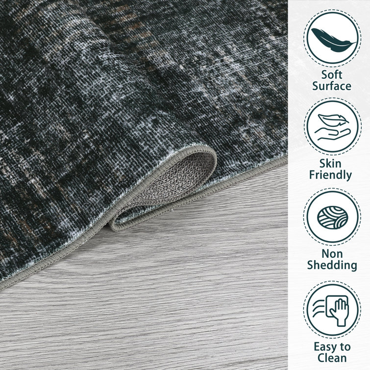 Gray Abstract Synthetic Tufted Washable Non-slip 8' x 10' Area Rug