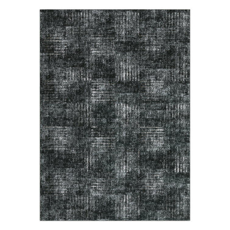 Gray Abstract Synthetic Tufted Washable Non-slip 8' x 10' Area Rug